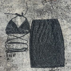 Glitter Two Piece Skirt Set NWOT